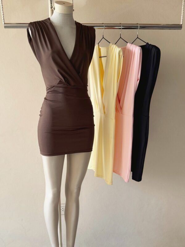 VESTIDO CRUZADO HOMBRERAS MICROFIBRA
