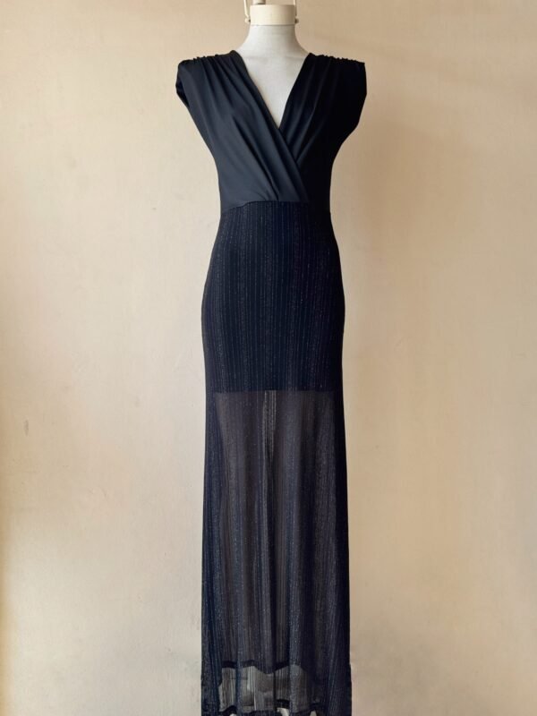 VESTIDO HOMBRERAS LARGO TUL LUREX