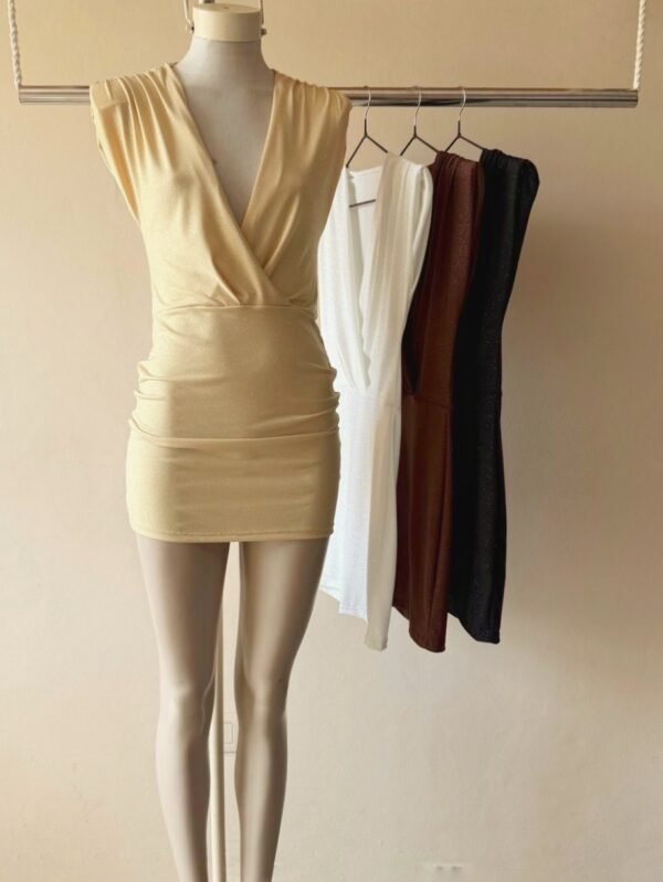 VESTIDO CRUZADO HOMBRERAS GLITTER