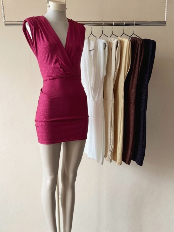 VESTIDO CRUZADO HOMBRERAS GLITTER
