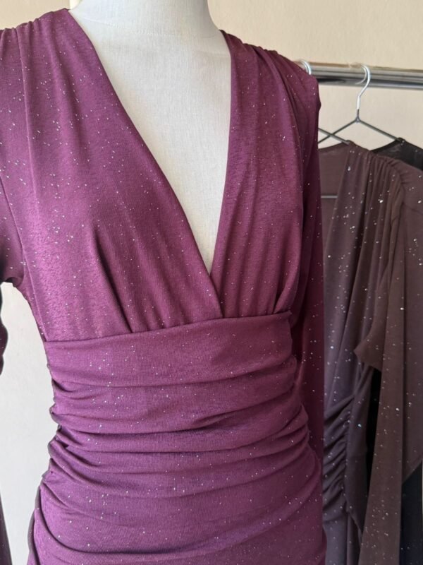 Alternative view of VESTIDO CRUZADO FAJA LANILLA BRILLOS