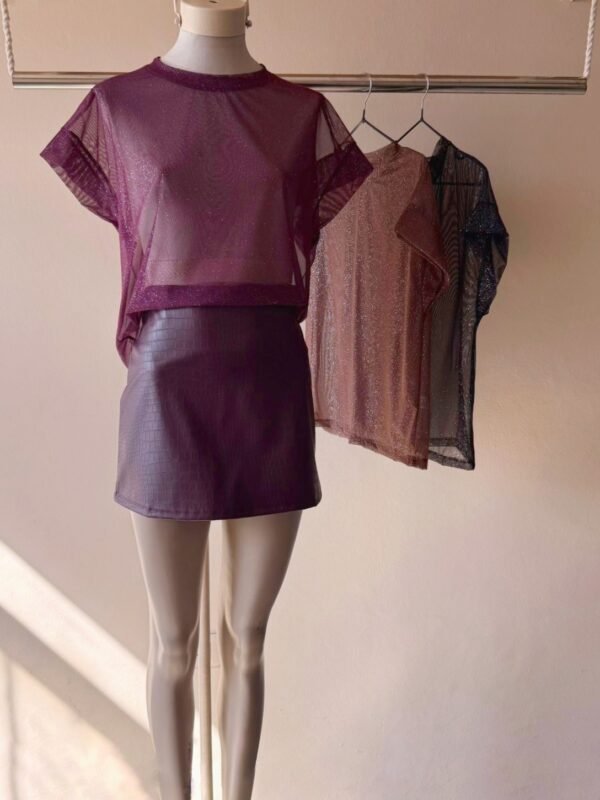 REMERA RECORTES TUL GLITTER