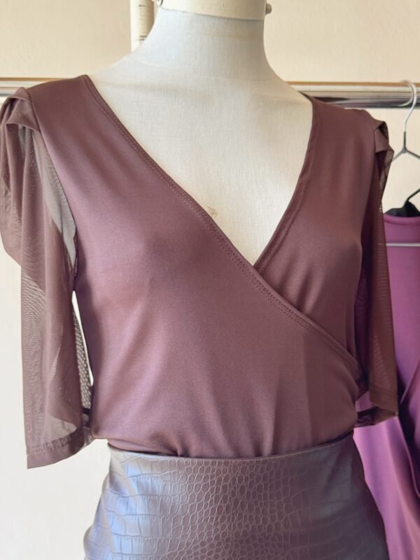 Alternative view of BODY MC CRUZADO MICROFIBRA CON MANGAS TUL