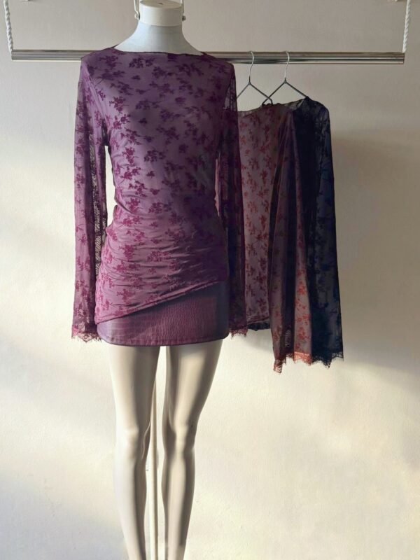 TOP ML ACAMPANADA PUNTILLA TUL FLOCK