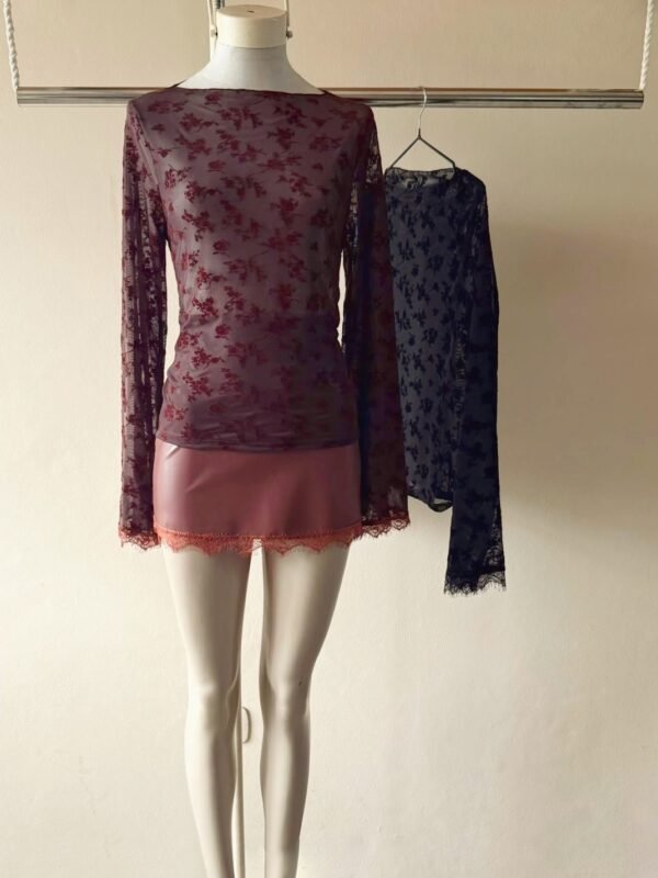 TOP ML ACAMPANADA PUNTILLA TUL FLOCK