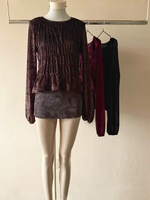 TOP ML NIDO DE ABEJA TUL VELVET