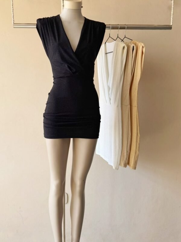 VESTIDO CRUZADO HOMBRERAS GLITTER